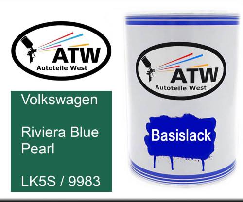 Volkswagen, Riviera Blue Pearl, LK5S / 9983: 500ml Lackdose, von ATW Autoteile West.